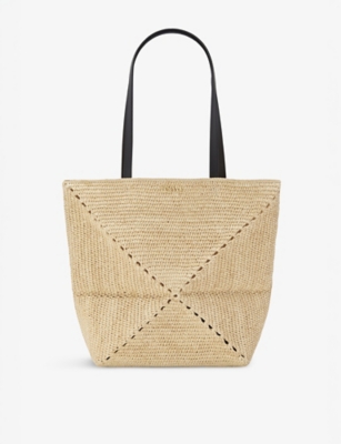 LOEWE: Loewe x Paula's Ibiza Puzzle Fold medium raffia tote bag