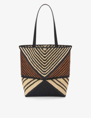 LOEWE: Loewe x Paula's Ibiza Puzzle Fold striped raffia tote bag