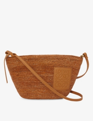 Shop Loewe Womens  Slit Pochette Raffia Cross-body Bag In Honey Gold