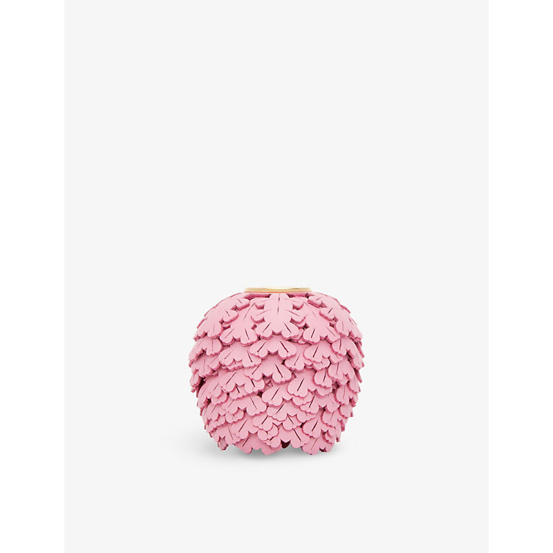 Loewe Cotton Candy Flower Dice Leather Bag Charm In Pink