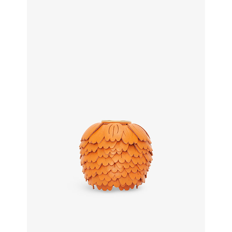 Loewe Bright Orange Flower Dice Leather Bag Charm