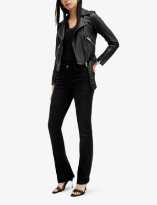 ALLSAINTS: Balfern buckle-embellished cropped leather jacket