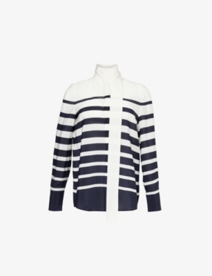 VALENTINO GARAVANI: Val stripe-pattern regular-fit silk shirt