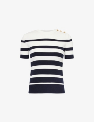 VALENTINO GARAVANI: Button-embellished striped cotton top