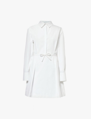 VALENTINO GARAVANI: Bow-embellished spread-collar cotton midi dress