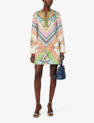 Shop Mary Katrantzou Womens Multi Cornicing Mataro Abstract-pattern Woven Midi Dress