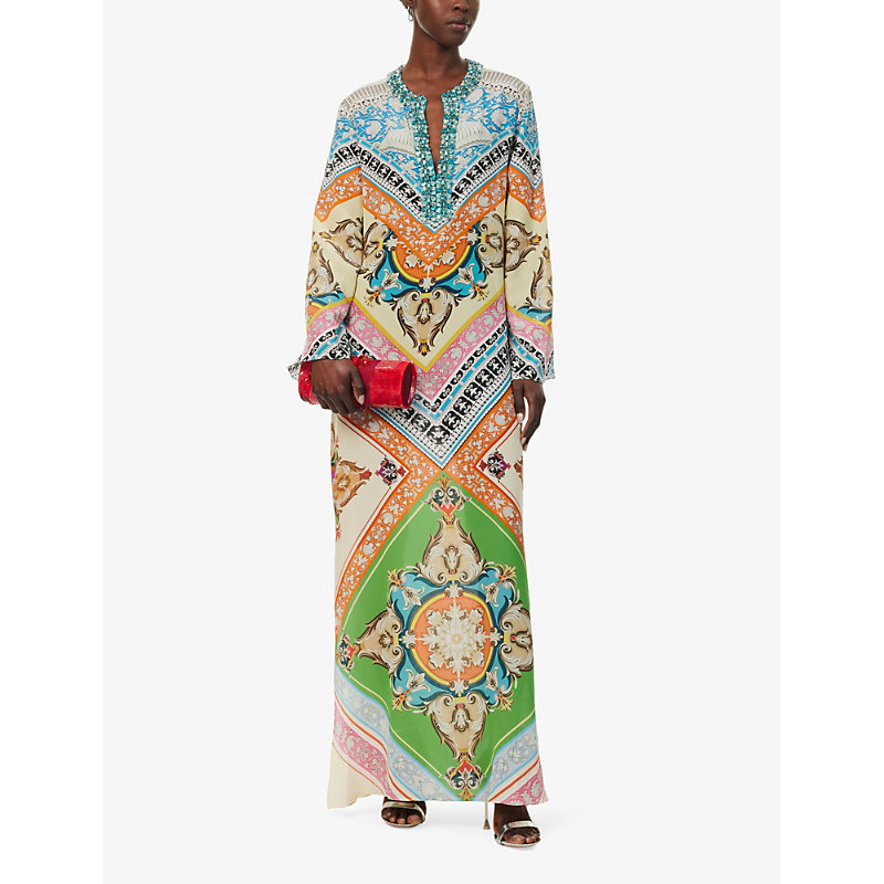 Shop Mary Katrantzou Collins Abstract-pattern Silk Maxi Dress In Multi Cornicing