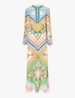 MARY KATRANTZOU: Collins abstract-pattern silk maxi dress