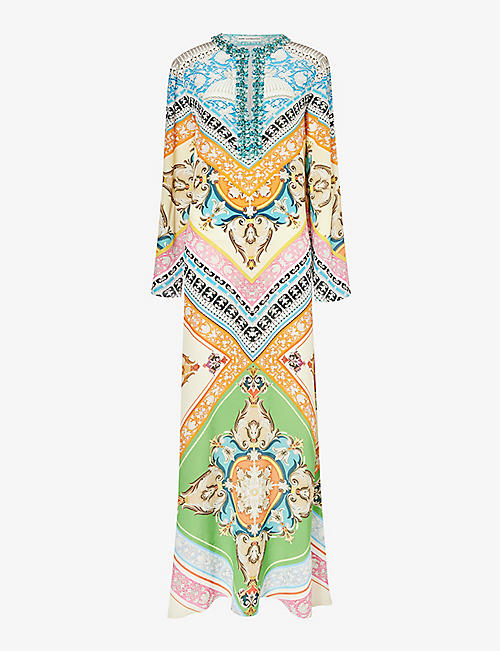 MARY KATRANTZOU: Collins abstract-pattern silk maxi dress