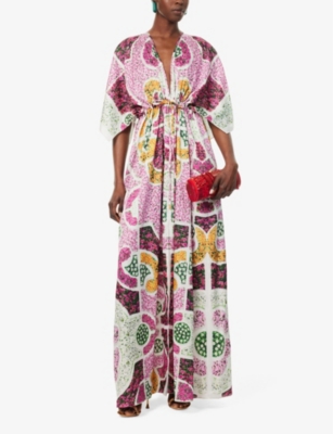 Shop Mary Katrantzou Women's Pink Topiary Taormina Floral-print Woven Maxi Dress