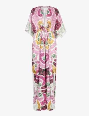 Shop Mary Katrantzou Taormina Floral-print Woven Maxi Dress In Pink Topiary