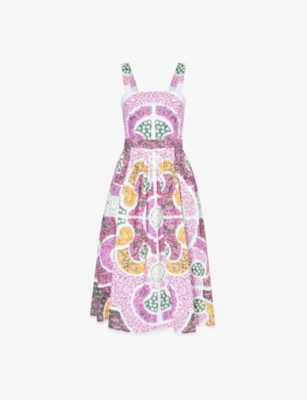 Shop Mary Katrantzou Iris Floral-print Cotton-poplin Midi Dress In Pink Topiary