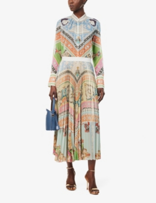 Shop Mary Katrantzou Women's Multi Cornicing Uni Abstract-pattern Woven Midi Skirt