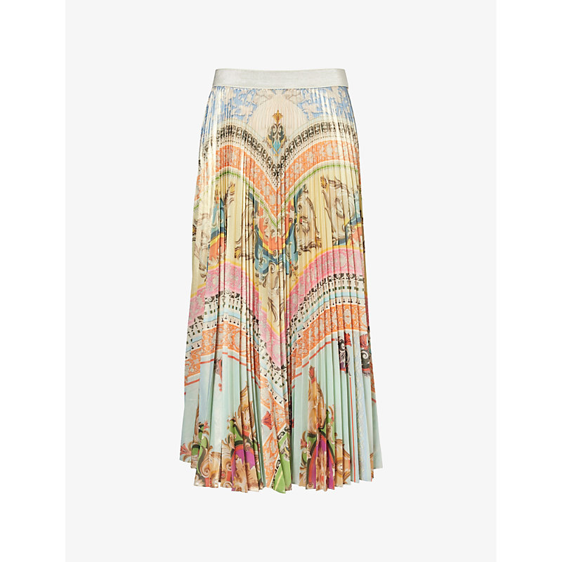 Shop Mary Katrantzou Uni Abstract-pattern Woven Midi Skirt In Multi Cornicing