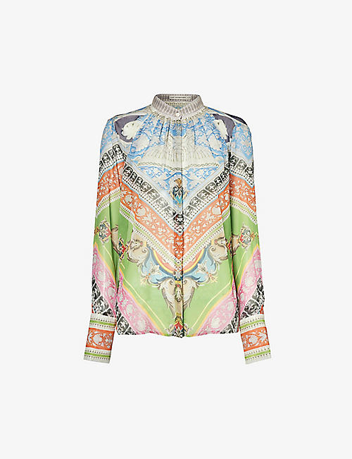 MARY KATRANTZOU: Lana floral-print woven blouse