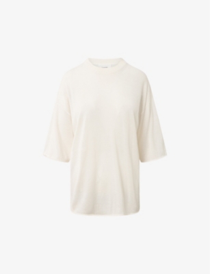 Shop Lovechild Women's Egret Tessa Relaxed-fit Short-sleeve Merino-wool T-shirt