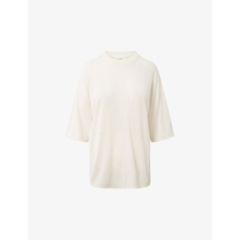Lovechild Womens Egret Tessa Relaxed-fit Short-sleeve Merino-wool T-shirt In Neutral