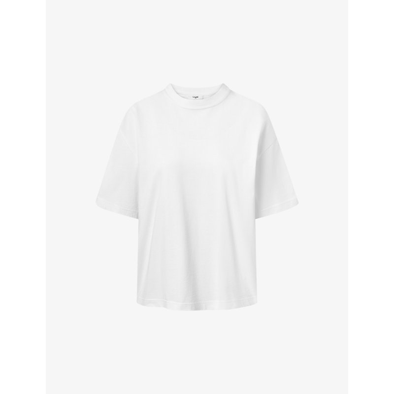 Lovechild Womens Bright White Aria Boxy-fit Short-sleeve Organic-cotton T-shirt