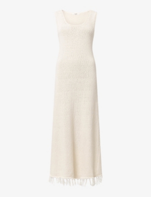 LOVECHILD: Leyla tassel-hem slim-fit cotton and linen-blend maxi dress