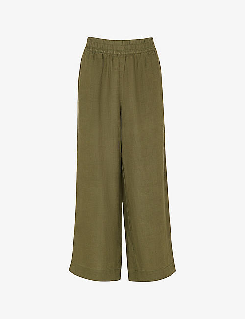 WHISTLES: Elasticated-waist high-rise linen trousers