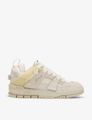 Shop Axel Arigato Mens Cream Area Patchwork Leather And Recycled Polyester Mid-top Trainers
