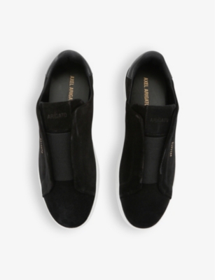 Axel Arigato Dice Laceless Black Low Top Slip-on Sneakers In Suede Man In Blk/white