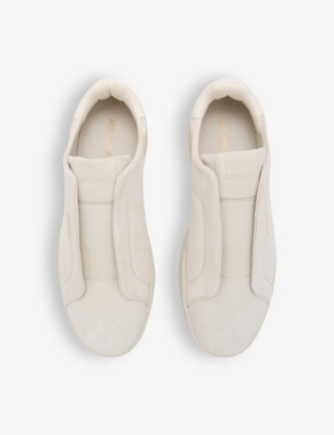 Axel Arigato Dice Laceless White Low Top Slip-on Sneakers In Suede Man In Beige