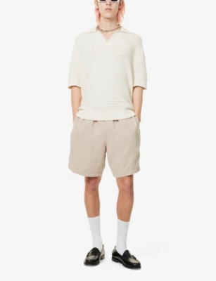 Shop Obey Easy Relaxed Brand-patch Linen-blend In Oatmeal