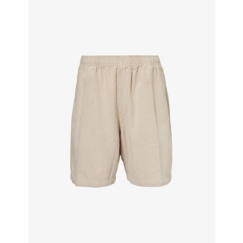 Shop Obey Men's Oatmeal Easy Relaxed Brand-patch Linen-blend Shorts