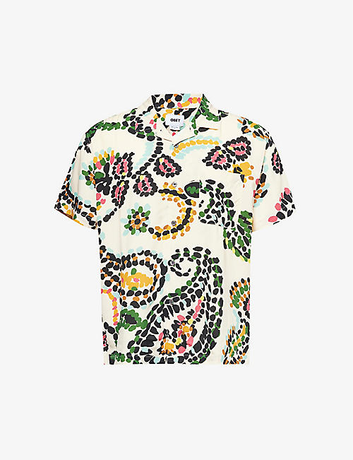 OBEY: Paisley-patterned spread-collar woven shirt