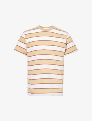 Shop Obey Men's Irish Creamsandborn Striped Cotton-jersey T-shirt In Irish Cream Multi