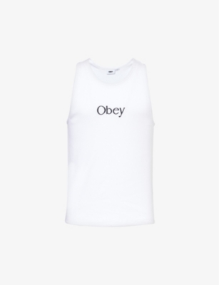 Shop Obey Men's White Rosemont Embroidered Stretch-cotton Top