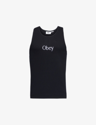 Shop Obey Men's Black Rosemont Ribbed Stretch-cotton Jersey Top