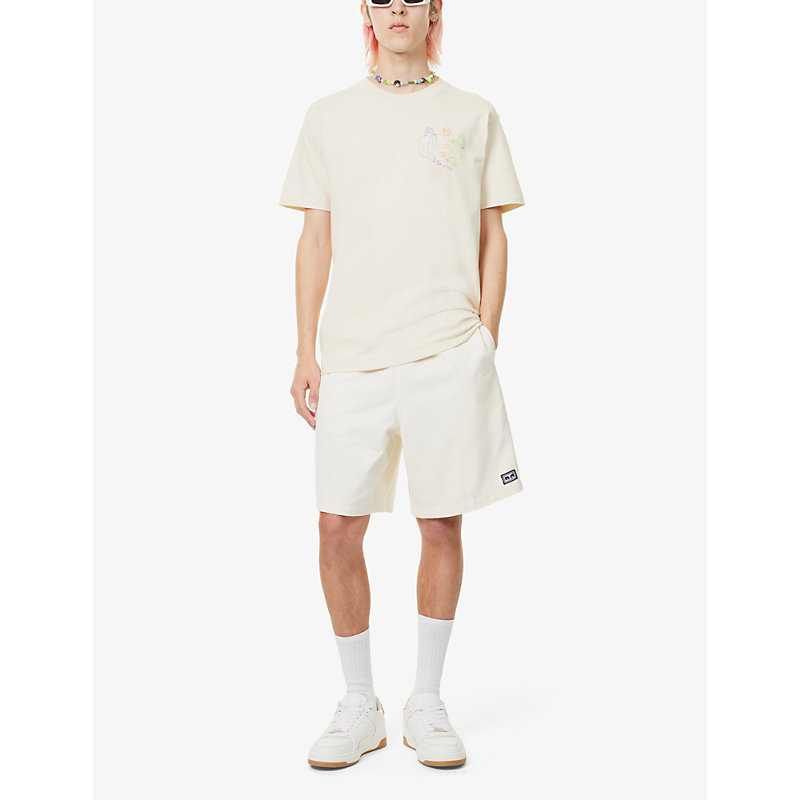 Shop Obey Men's Unbleached Easy Relaxed Brand-patch Cotton Shorts