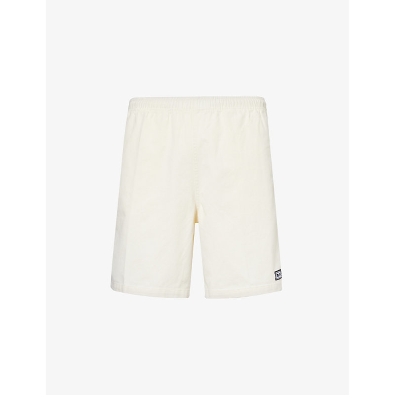 Shop Obey Men's Unbleached Easy Relaxed Brand-patch Cotton Shorts