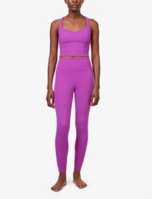 Shop Beyond Yoga Women's Violet Berry Powerbeyond™ Racer-back Cropped Stretch-woven Top