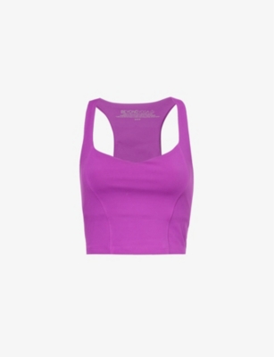 Shop Beyond Yoga Women's Violet Berry Powerbeyond™ Racer-back Cropped Stretch-woven Top