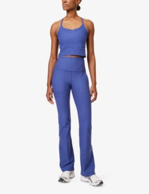Spacedye scoop-neck stretch-woven top