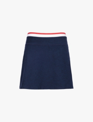 BEYOND YOGA: Logo-print stripe-waistband stretch-woven mini skirt