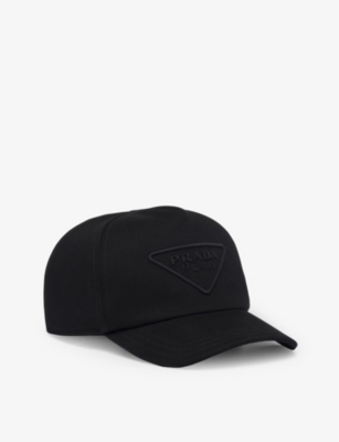 Shop Prada Mens Black Logo-embroidered Woven Baseball Cap