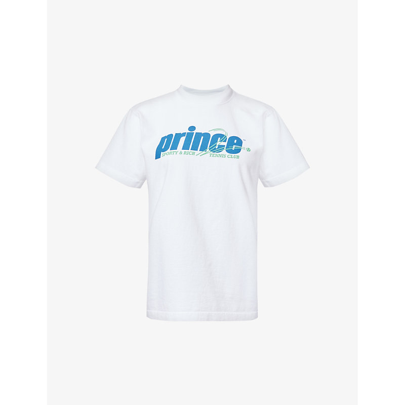 Sporty And Rich Sporty & Rich X Prince Rebound Short-sleeve Cotton-jersey T-shirt In White Lapis Clean Mint