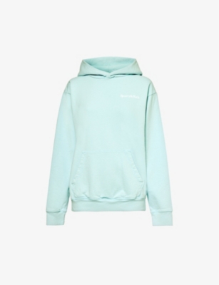 Shop Sporty And Rich Sporty & Rich Women's Baby Blue Eat More Veggies Slogan-print Cotton-jersey Hoody