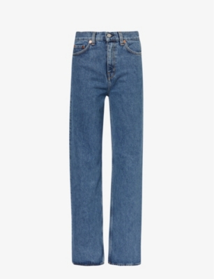 Shop Sporty And Rich Straight-leg High-rise Relaxed-fit Jeans In Medium Blue