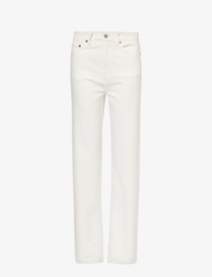 Shop Sporty And Rich Sporty & Rich Womens Off White Straight-leg High-rise Relaxed-fit Jeans