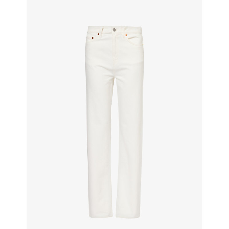 Sporty And Rich Straight-leg High-rise Relaxed-fit Jeans In Off White