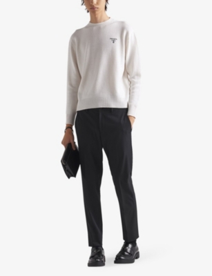 Prada Mens Black Slim-fit Straight-leg Woven Trousers In Black