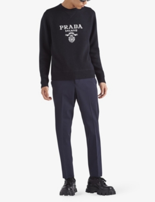 Prada Mens Blue Slim-fit Straight-leg Woven Trousers In Blue
