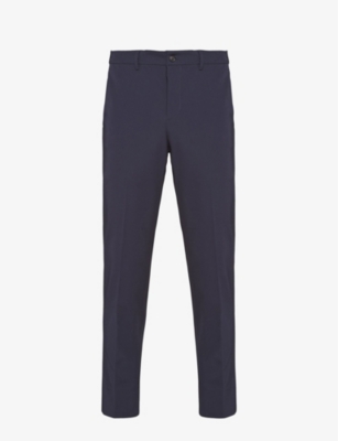 Shop Prada Slim-fit Straight-leg Woven Trousers In Blue