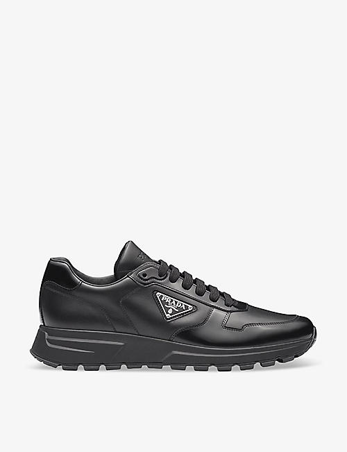 PRADA: Brand-plaque leather low-top trainers