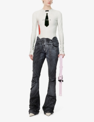 Shop Ottolinger Womens Puma White Puma X Tie-print Stretch-woven Top